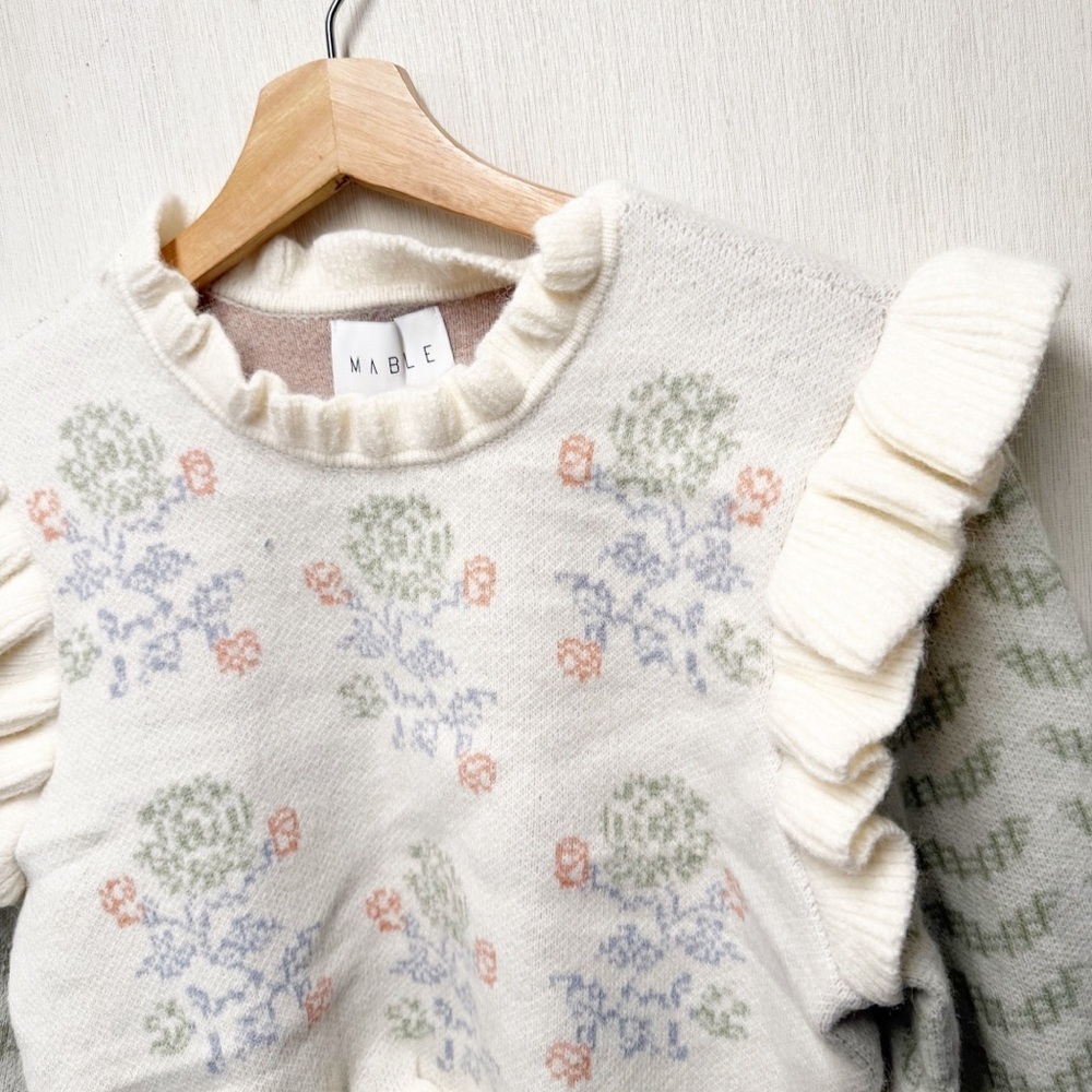 NWT Mabel Anthropologie Amelia Floral Knit Sweater & Skirt Set, Size Medium - Picture 4 of 16